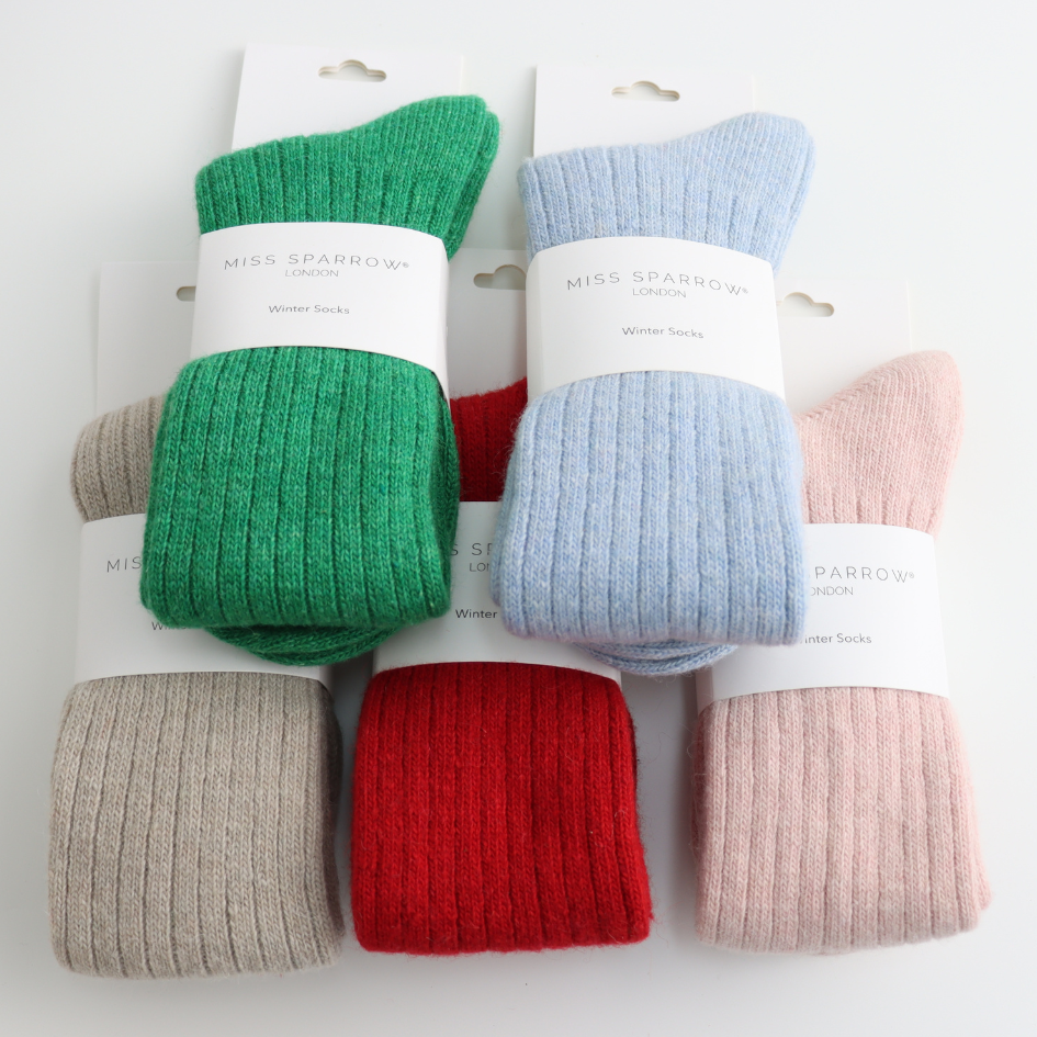 Miss Sparrow Winter Rib Socks Green