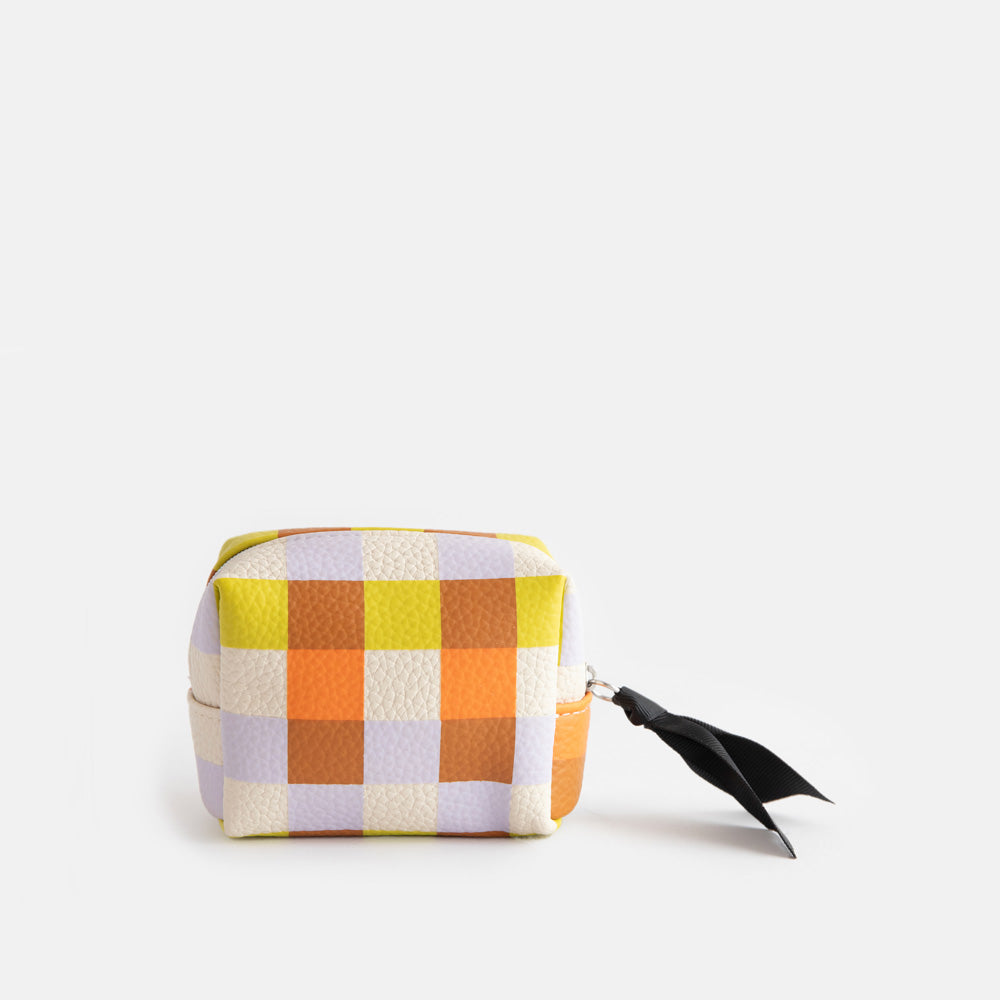 Caroline Gardner Multi Check Ultra Mini Cube Cosmetic Bag