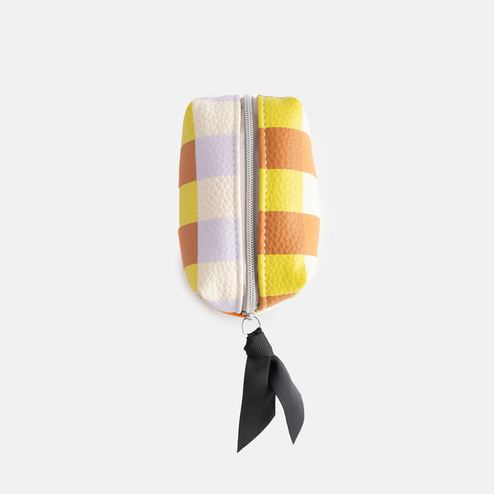 Caroline Gardner Multi Check Ultra Mini Cube Cosmetic Bag