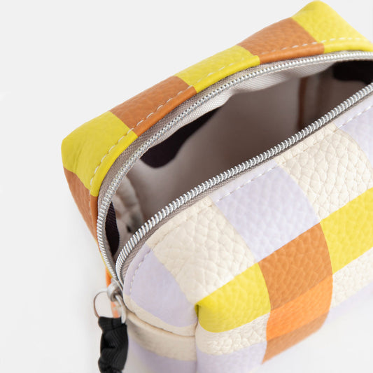 Caroline Gardner Multi Check Ultra Mini Cube Cosmetic Bag