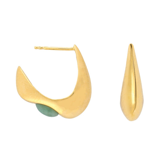 Vurchoo Jewellery Celeste Crescent Aventurine Hoop Gold