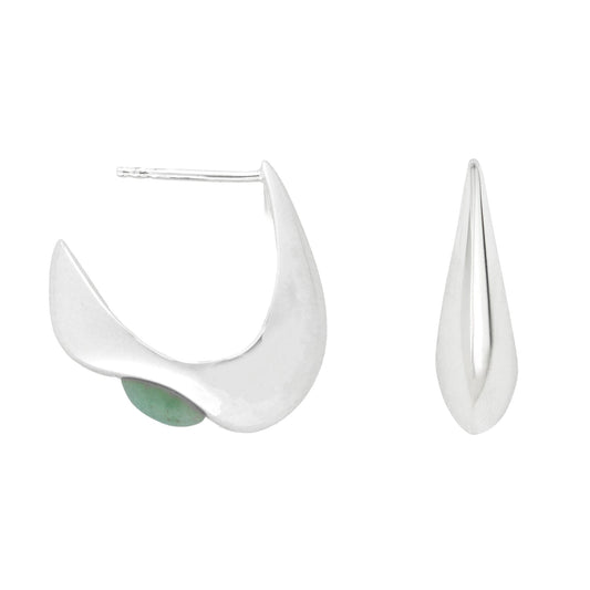 Vurchoo Jewellery Celeste Crescent Aventurine Hoop Silver