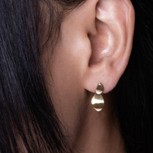 Vurchoo Jewellery Pebble Link Studs Gold