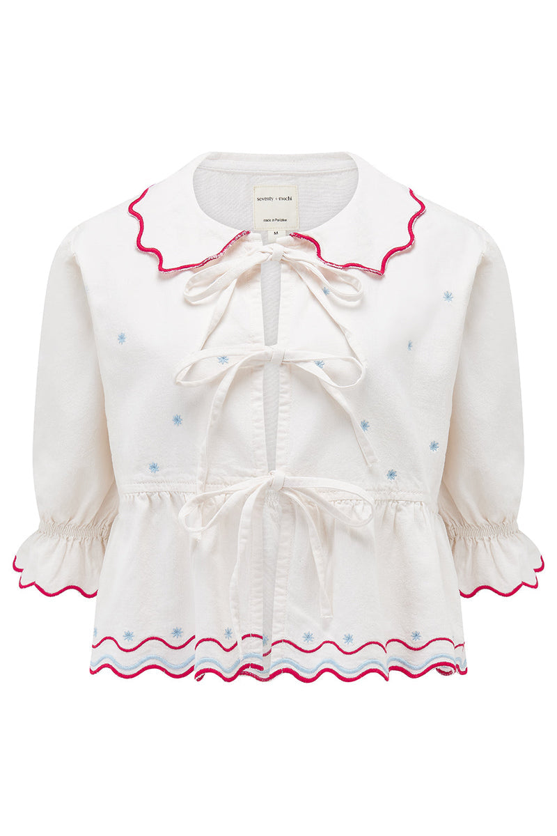 seventy + mochi Ana tie blouse in white