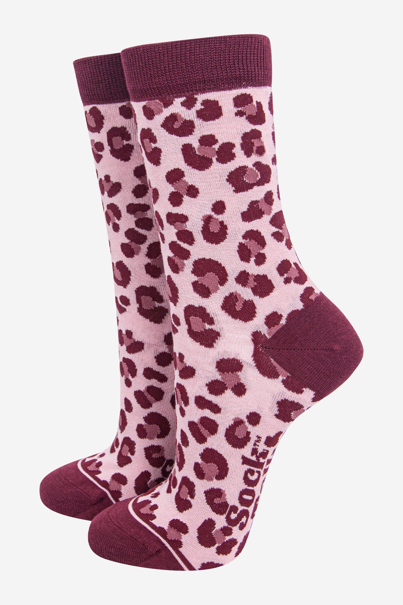 Women's Bamboo Socks - Light Pink/Berry, Leopard