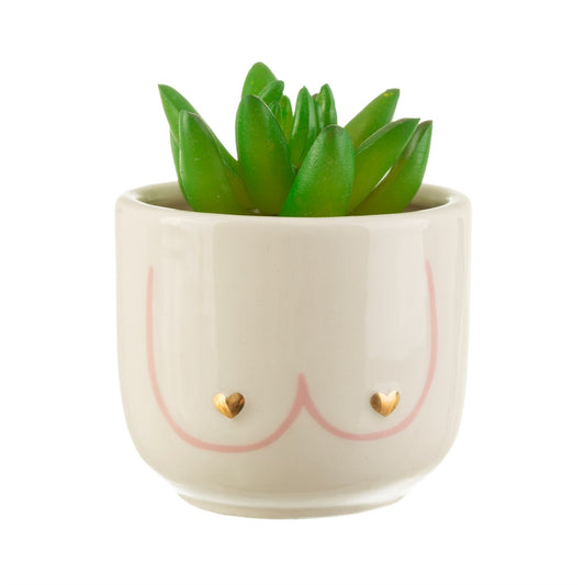 Sass & Belle Mini Girl Power Boobies White Planter