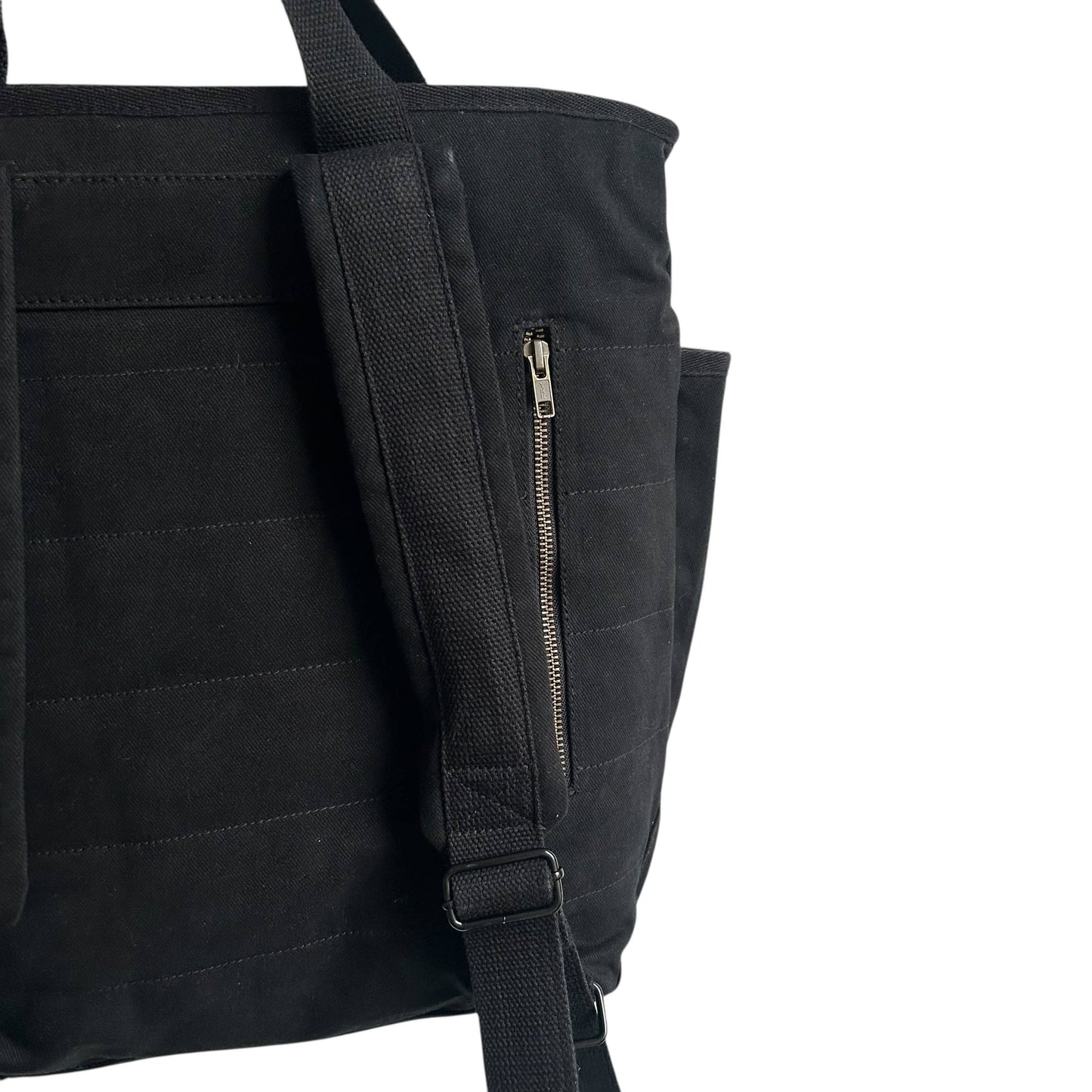 Sixton London Black Backpack- Plain Cotton Canvas