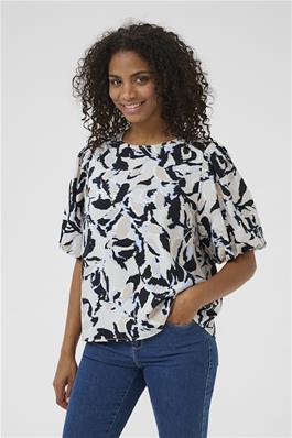 KAFFE Paco Blouse in Beige / Black / Blue