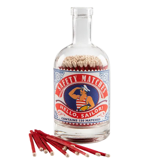 Archivist | UK - Hello Sailor Match Bottle | Glass Bottle - Safety Matches