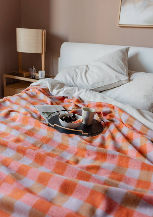TBCo - Recycled Wool Blanket in Orange Gingham