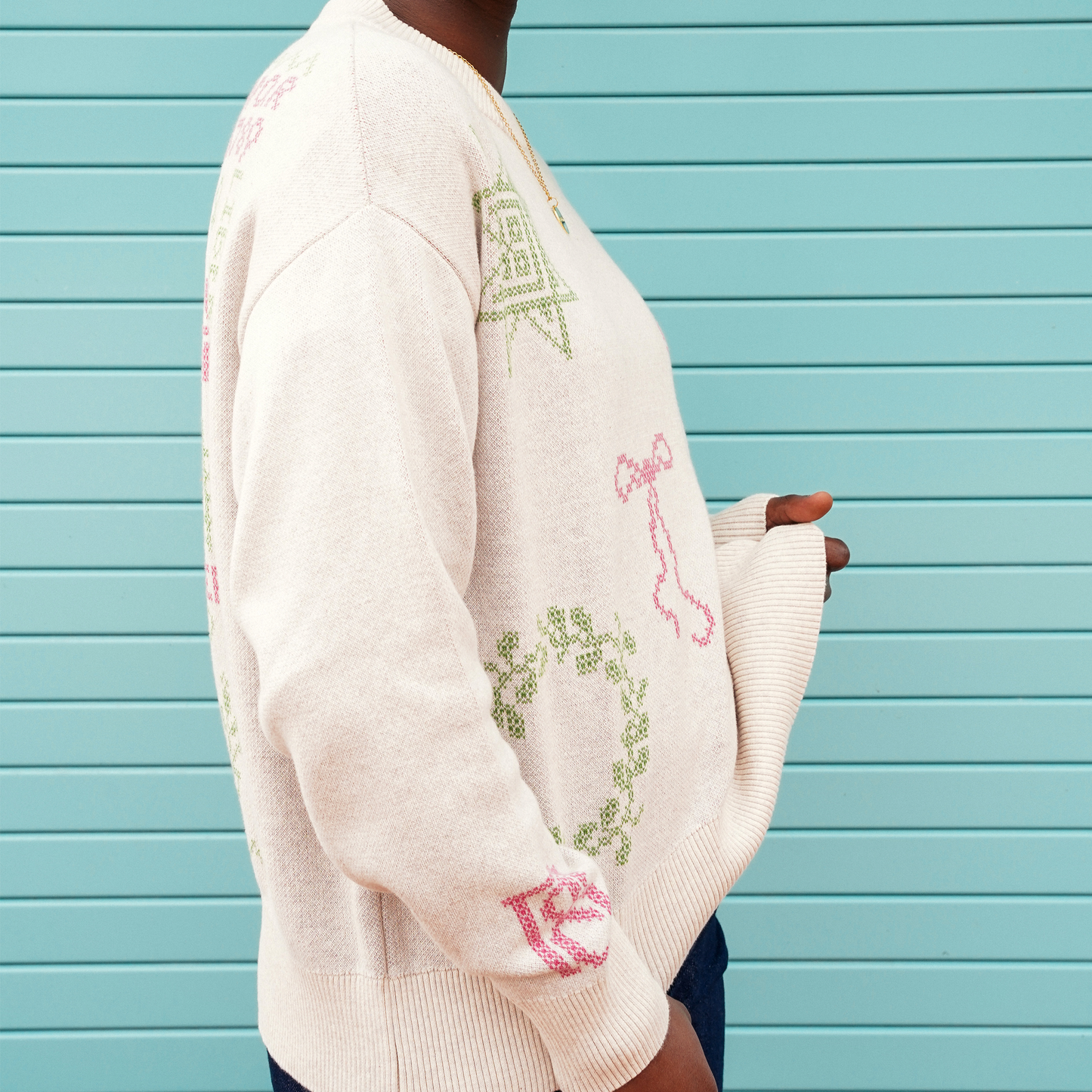 Black & Beech - Cross Stitch Jumper in Ecru