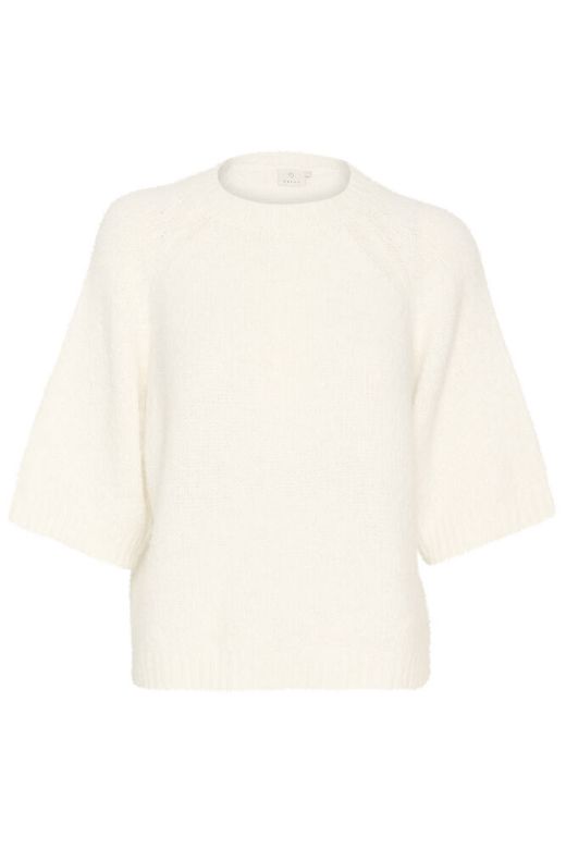 KAFFE Emilie Cropped Knit Pullover in Chalk