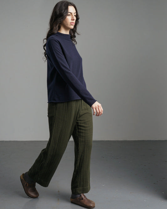 Bibico Orla Casual Trousers in Olive Check