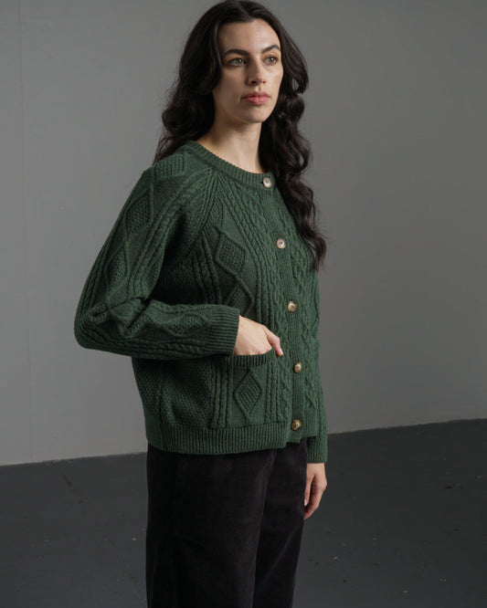 Bibico Derby Aran Cardigan in Rosemary