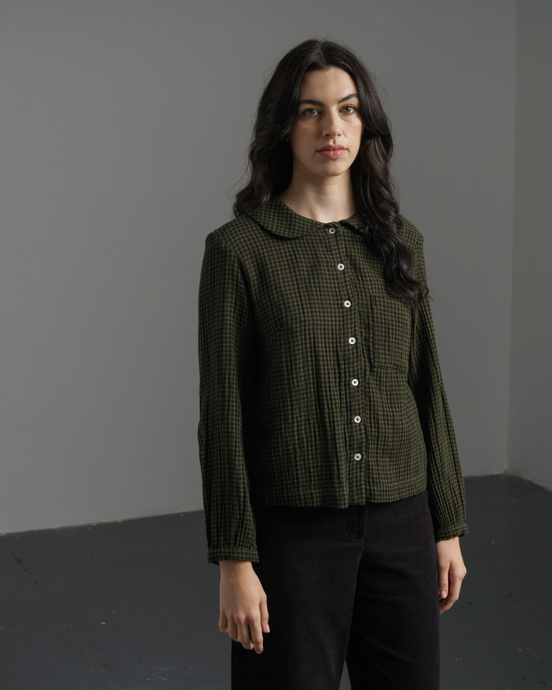 Bibico Jolene Casual Shirt in Olive Check