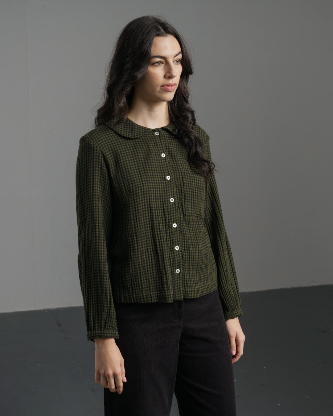 Bibico Jolene Casual Shirt in Olive Check