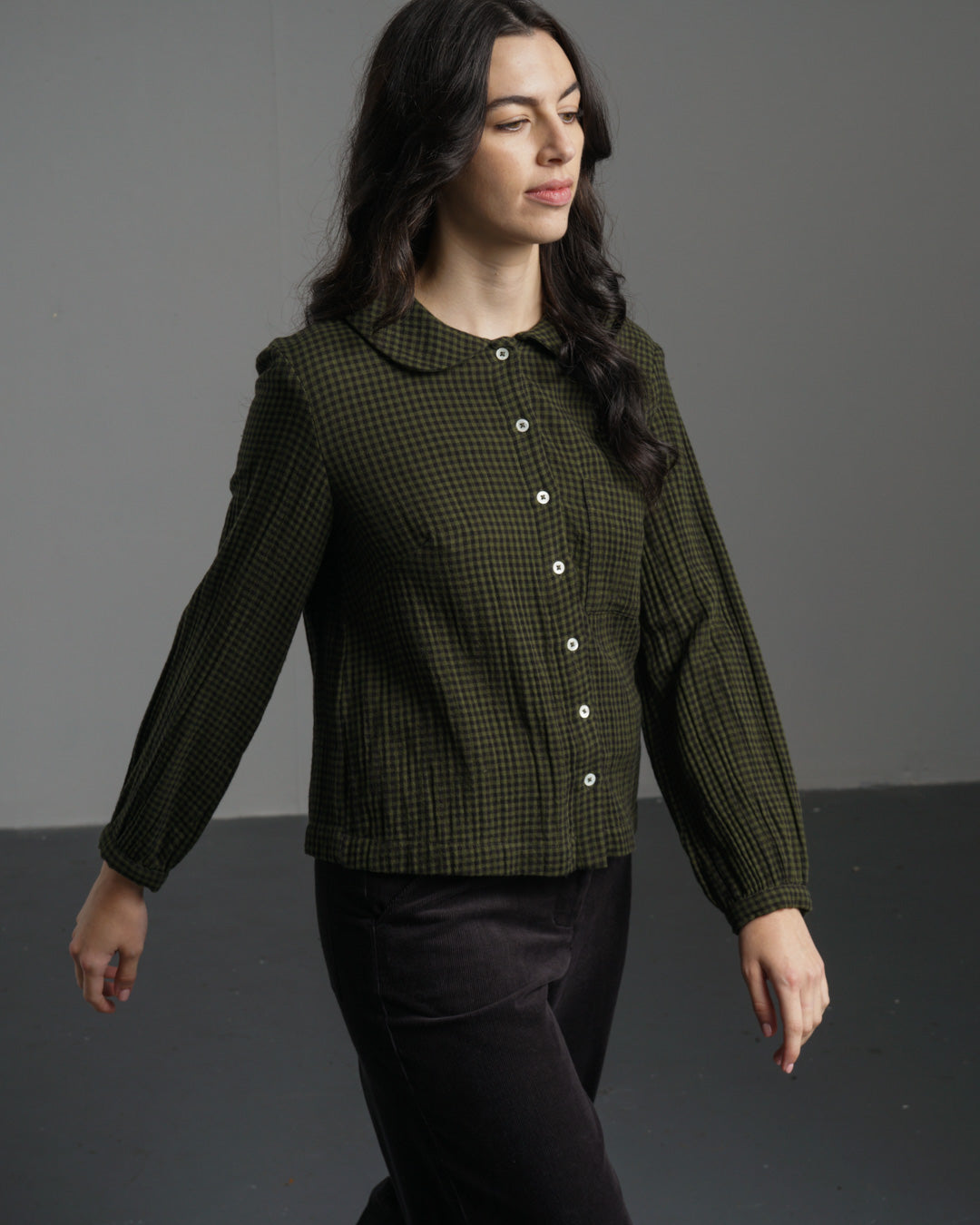 Bibico Jolene Casual Shirt in Olive Check