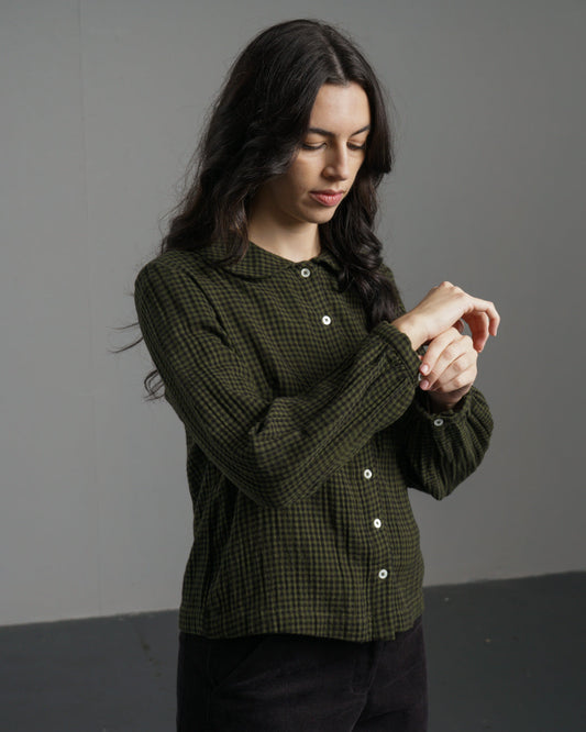 Bibico Jolene Casual Shirt in Olive Check