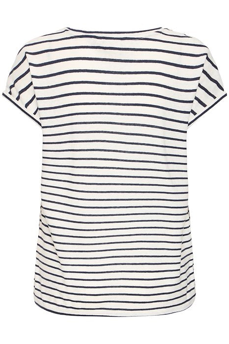 ICHI Yulietta SS Top in Total Eclipse Stripe