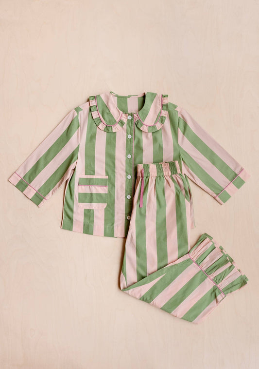TBCo - Cotton Pyjamas in Green Stripe