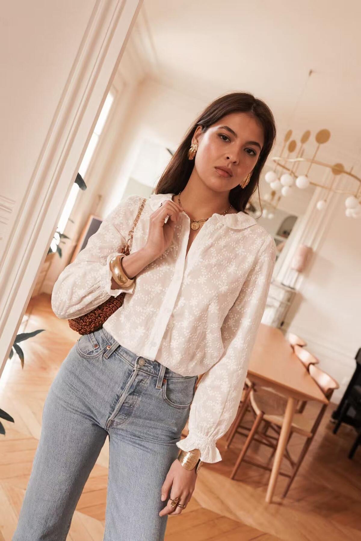 Emily Embroidered Blouse in White
