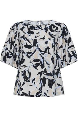 KAFFE Paco Blouse in Beige / Black / Blue