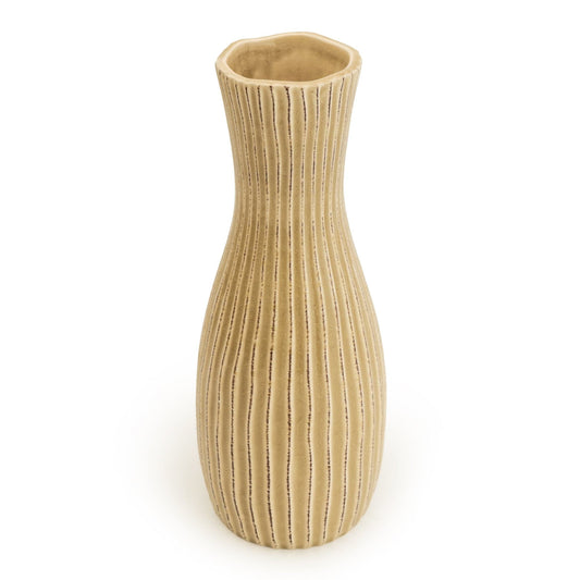 Bottle Ridged Vase - Cream