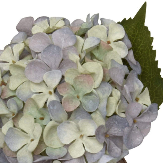 Single 46cm Hydrangea Two Tone Green and Blue Faux Stem