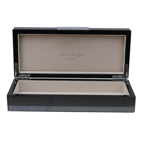 Addison Ross Carbon Fibre Lacquer Box with Silver 4x9