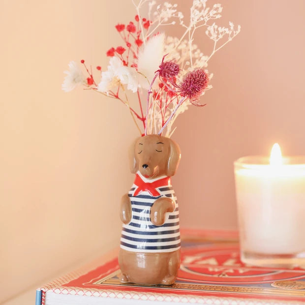 Lisa Angel Ceramic Sausage Dog Bud Vase