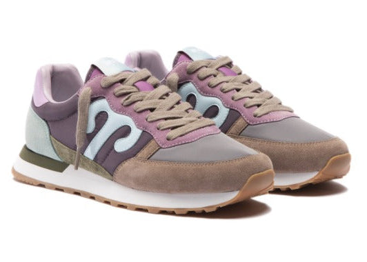 Pair of pastel-colored sneakers on a white background