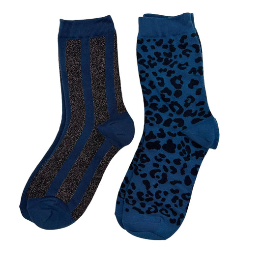 Sixton London - Denim leopard and Berlin sock box duo with lightning bolt