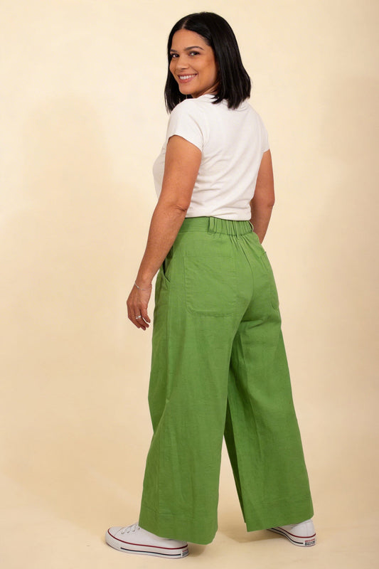 Pretty Vacant Eden Linen Culottes in Green