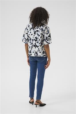 KAFFE Paco Blouse in Beige / Black / Blue