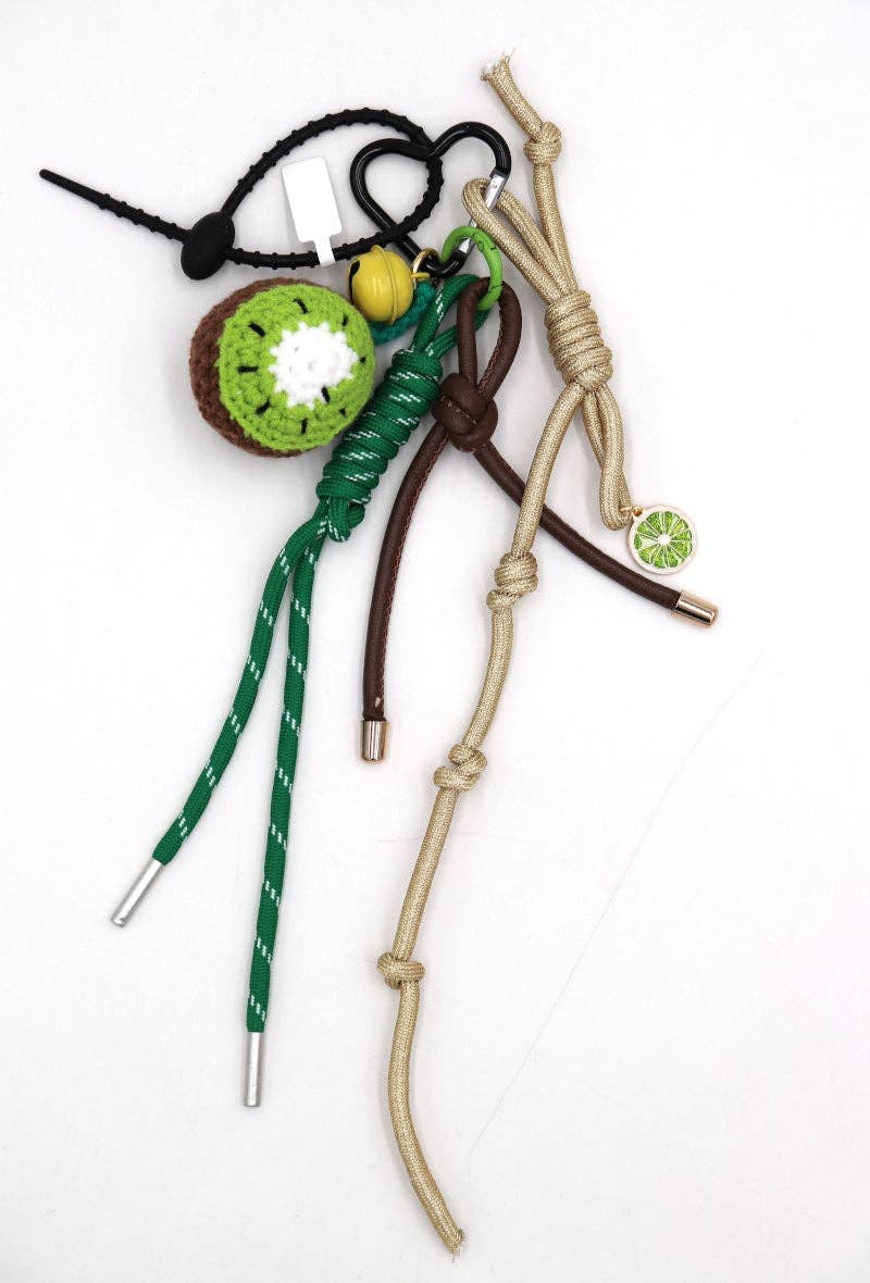 Crocheted Kiwi Bag Charm in Green