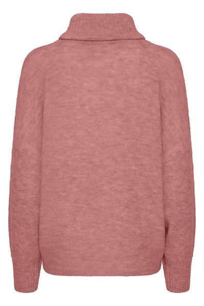 ICHI Kamara Roll Neck Jumper in Heather Rose