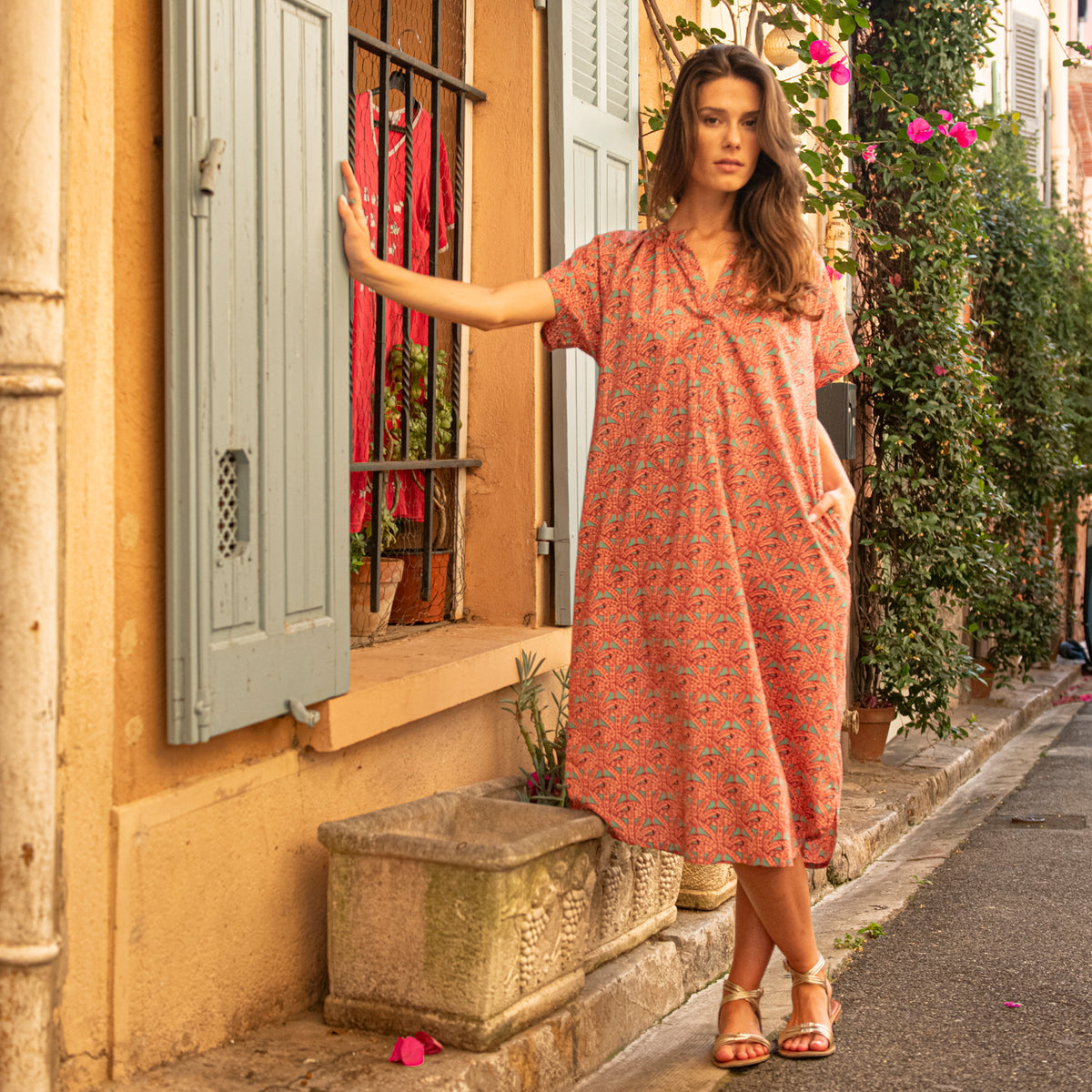 Zen Ethnic Yaya Dress Palmer in Orange