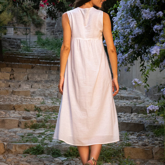 Zen Ethnic Amy Plain Dress in White