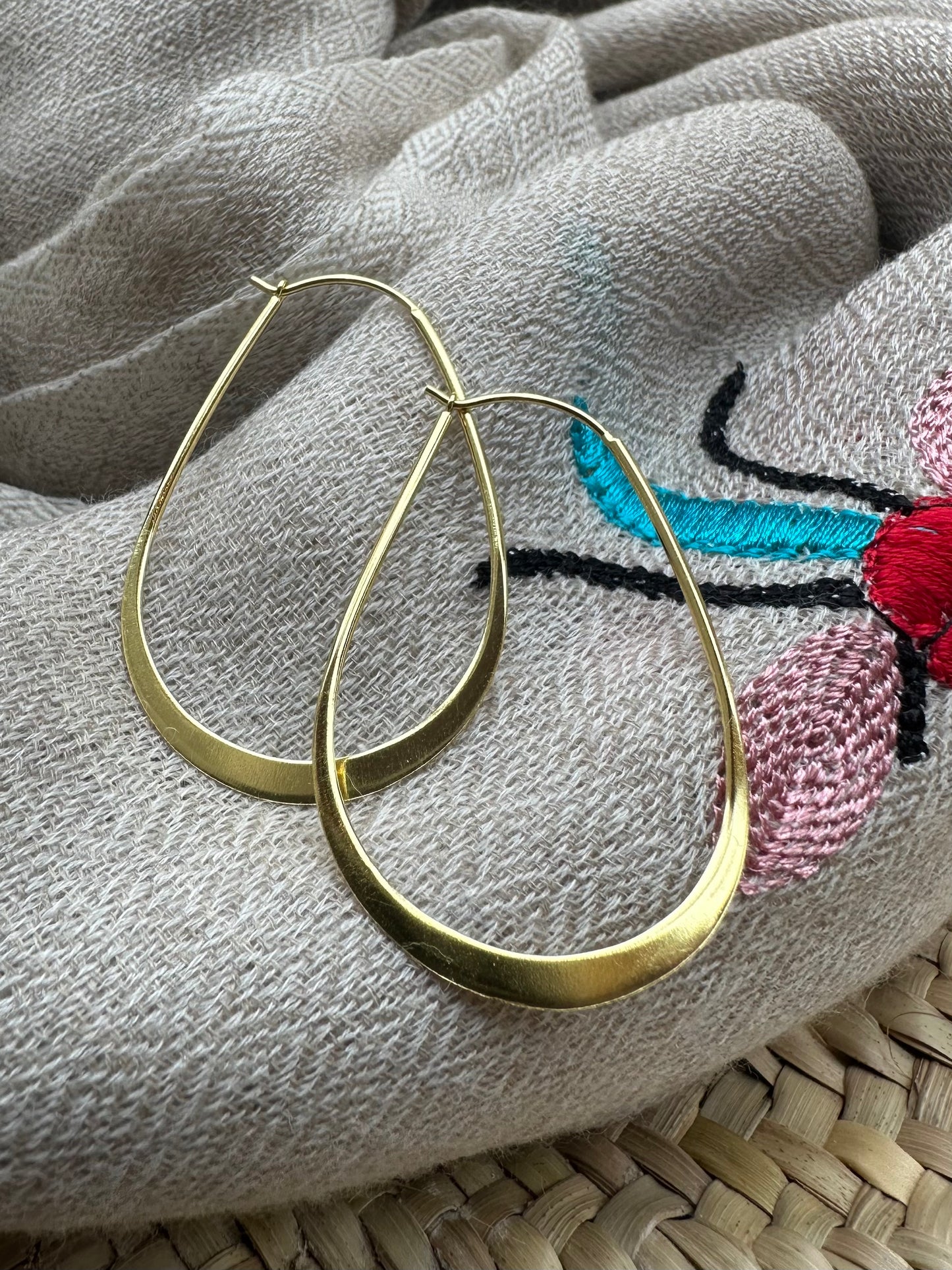 Oval Flat Hoops - Twenty Three Living - Gold Vermeil