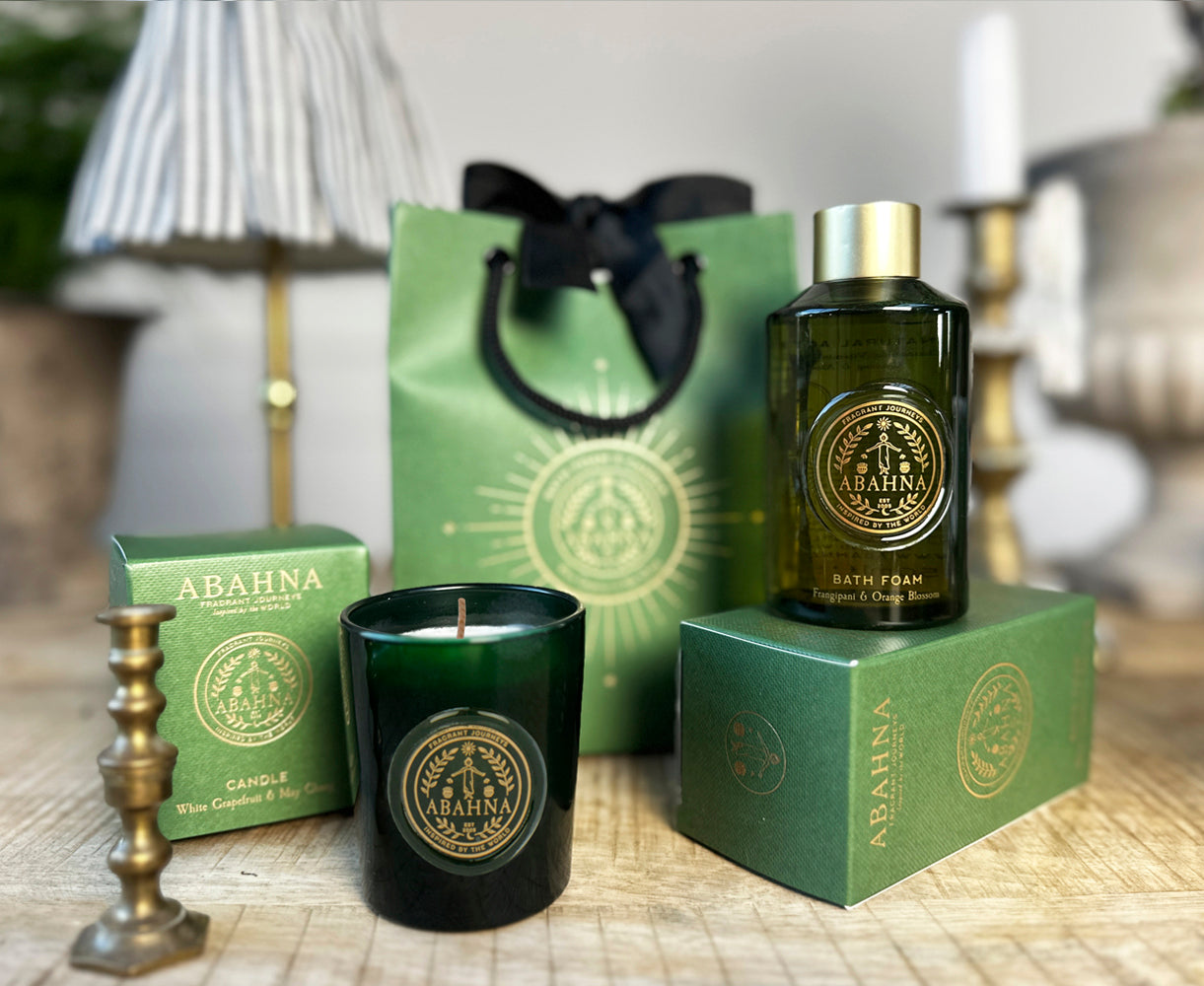 Abahna White Grapefruit & May Chang Bathe By Candlelight - Mini Foam & Candle