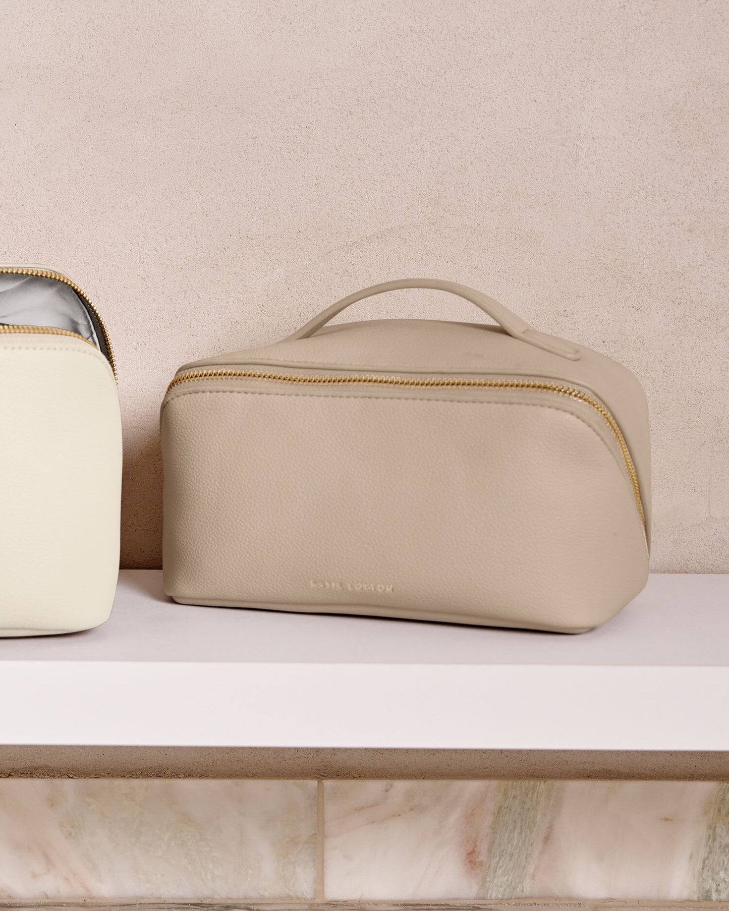 Katie Loxton Medium Make Up/ Wash Bag in Light Taupe