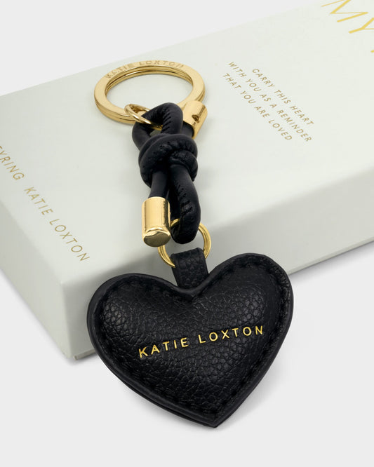 Katie Loxton Key To My Heart Boxed Keyring in Black