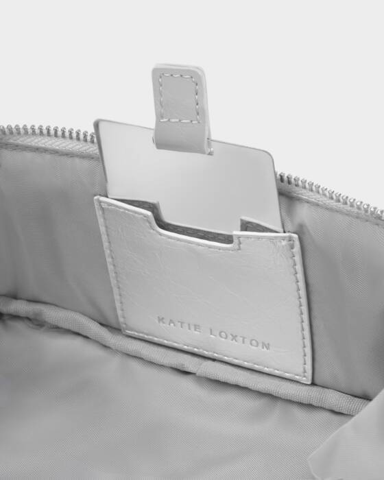 Katie Loxton Fold-Out Make Up Bag in Silver Patent Crackle