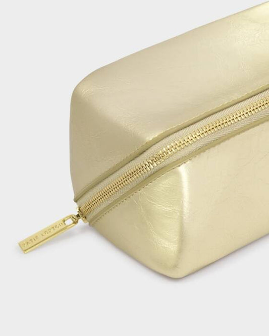 Katie Loxton Fold-Out Make Up Bag in Gold Patent Crackle