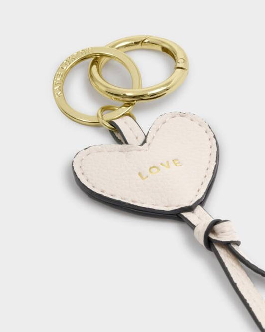 Katie Loxton Heart Bag Charm Keyring - Love - Off White