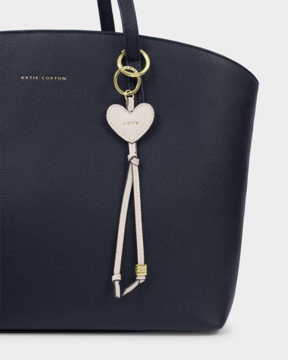 Katie Loxton Heart Bag Charm Keyring - Love - Off White