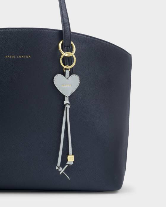 Katie Loxton Heart Bag Charm Keyring - Happy - Moonstone Blue