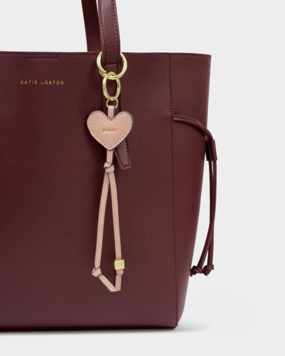 Katie Loxton Heart Bag Charm Keyring - Mum - Blush Taupe