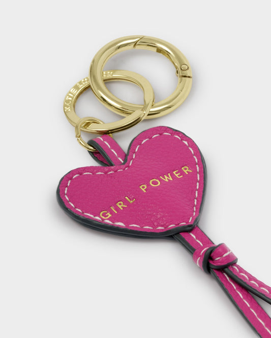 Katie Loxton Heart Bag Charm Keyring - Girl Power - Fuschia