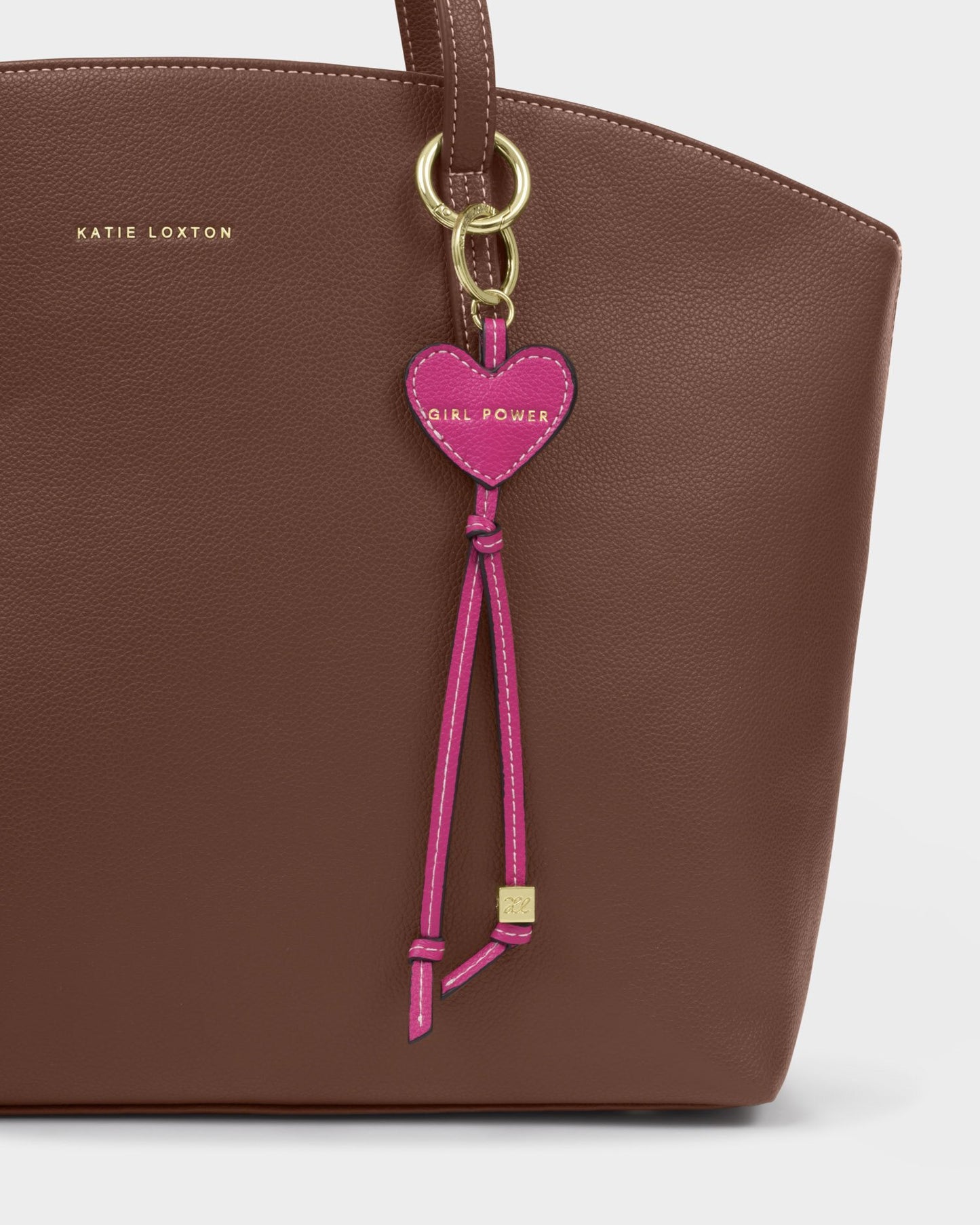 Katie Loxton Heart Bag Charm Keyring - Girl Power - Fuschia